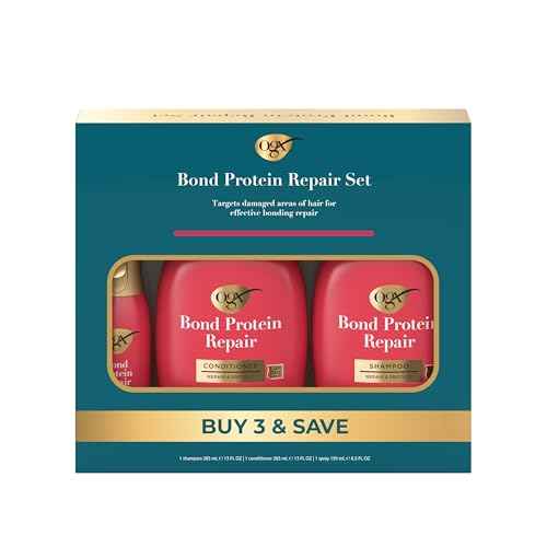 OGX Repair & Protect Bond Protein Repair Haircare Set, Lightweight Shampoo & Conditioner for Damaged Hair, 450¡ÆF Heat Protect Spray for weightless damage protection, 3 Items