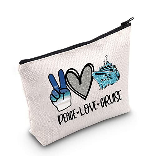 POFULL Cruise Travel Gift Cruise Lover Gift Peace Love Cruise Cosmetic Bag Summer Vacation Gift (PEACE LOVE CRUISE bag)