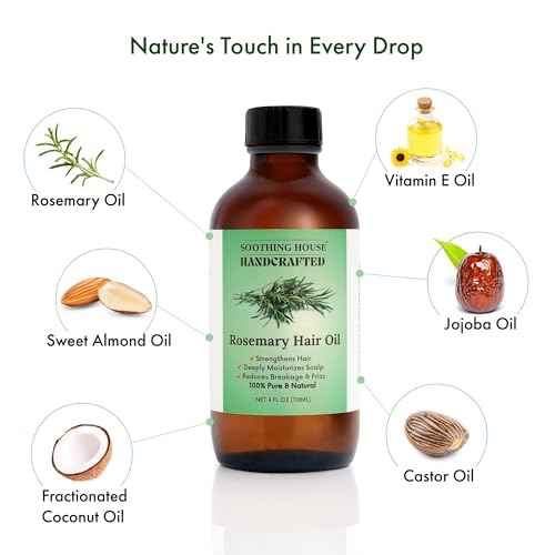 100% Natural Rosemary Hair & Scalp Oil ? Strengthens, Nourishes & Moisturizes ? Reduces Breakage & Frizz ? Handcrafted with Castor, Jojoba & Vitamin E ? All Hair Types (4oz)