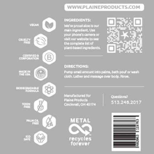Plaine Products Refillable Unscented Body Wash, 16 oz (Refill (without pump))