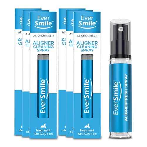 EverSmile AlignerFresh Cleaning Spray for Invisalign and All Clear Aligners and Retainers ? On-the-Go Cleaning & Teeth Whitening, Kills Bacteria, Fights Bad Breath ? Mint Flavor, 10ml (6 Pack)