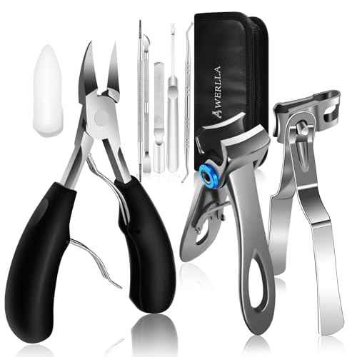 Werlla Toenail Clippers for Seniors Thick Toenails, Heavy Duty Toe Nail Clippers Adult Thick Nails Long Handle, Large Toenail Clippers for Thick Nails 8Pcs
