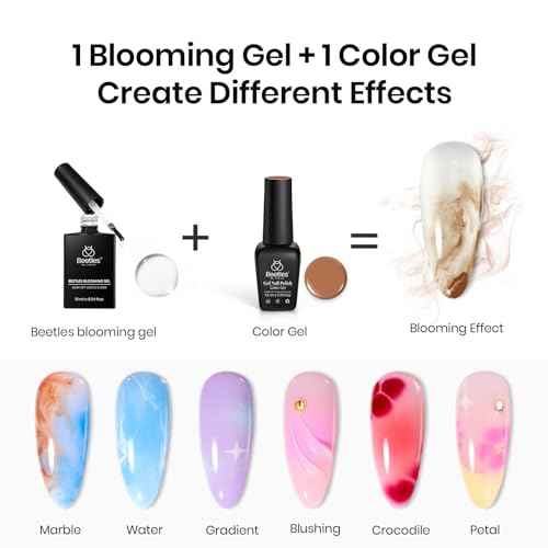 Beetles Blooming Gel, Blooming Gel Nail Polish Clear Uv Led Blossom for Spreading Effect Marble Natural Stone Watercolor Floral Print Soak off Diy Christmas Nail Art Design Manicure Gifts for Women