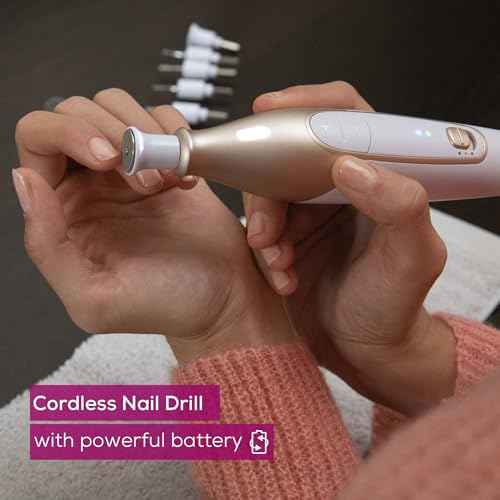 Beurer MP64 Nail Drill Kit, Cordless Electric Nail File with 10 Attachments and LED Light, Electric Manicure Set with Adjustable Speed, E-File for Manicure and Pedicure, with Storage Case