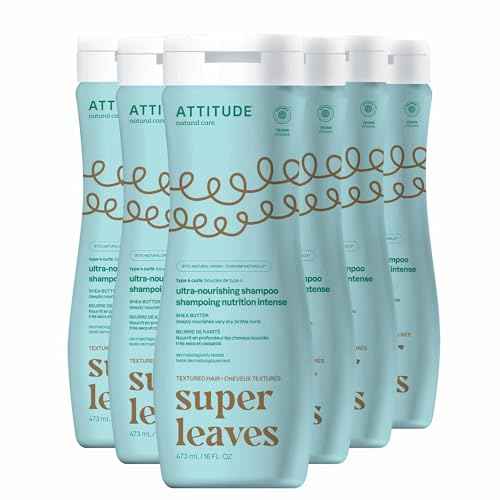 ATTITUDE Ultra-Nourishing Shampoo for Curly Hair 4a ? 4c with Shea Butter, Vegan, Naturally Derived Ingredients, Deeply Nourishes, 16 Fl Oz (Pack of 6)