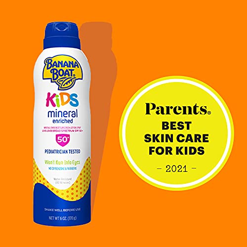 Banana Boat Kids Mineral Enriched, Broad Spectrum Sunscreen, SPF 50+, Pack of 1, 9.5 oz.