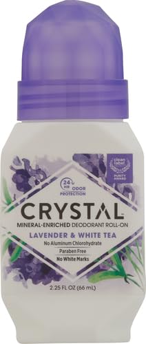 Crystal Mineral Deodorant Roll-On, Lavender & White Tea, Purple, 2.25 Fl Oz