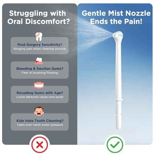Replacement Heads for Waterpik, Gentle Mist Tech for Sensitive Gums, Replacement Tips for Waterpik Water Flosser, 70¡Æ Wide Spray for Efficient Deep Cleaning(4 Mist Tips)