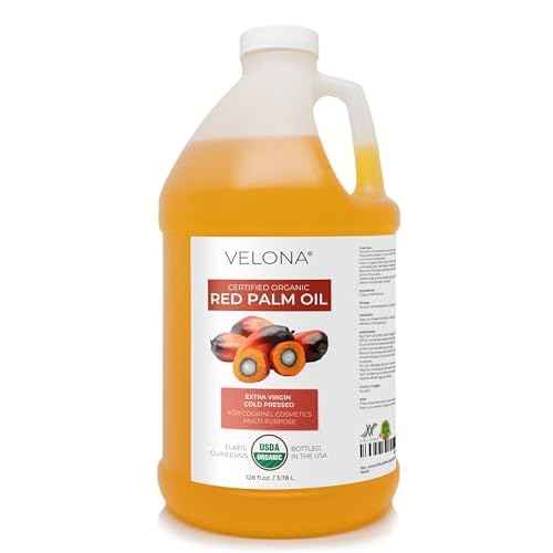 velona USDA Certified Organic Red Palm Oil 1 Gallon / 128 Fl Oz | Food and Cosmetic Grade | in jar | Extra Virgin, Cold Pressed | Skin, Face, Body, Hair Care | Use Today - Enjoy Results
