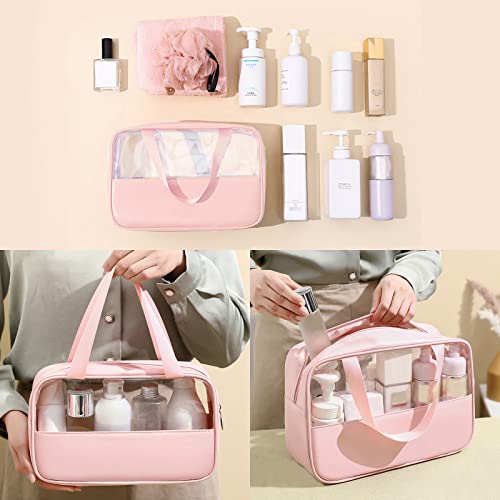 Surblue Toiletry Bag for Women Clear Cosmetics Bag Hanging Toiletry Bag for Men Waterproof Makeup Bags for Traveling Transparent Travel Organizer 3Pcs, Black