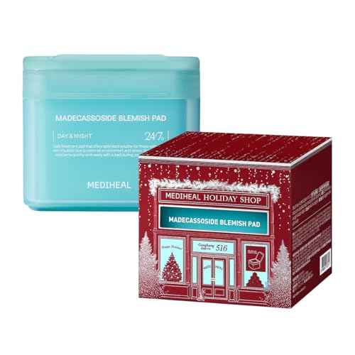 MEDIHEAL Toner Pads [Madecassoside] Blemish Care - Holiday Gift Edition - Centella Asiatica to Improve Uneven Skin Tone - Vegan Hypoallergenic Face Gauze (100 Count)