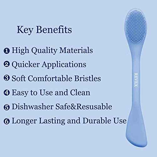 REVEX Pore Cleaning Brush,Face Scrubber,Lymphatic Drainage Massager,Silicone Face Mask Applicator,Mask Applicator Tool for Facial Mud,Contour Face Brush for Lymphatic Drainage. (Sky Blue+Gray)
