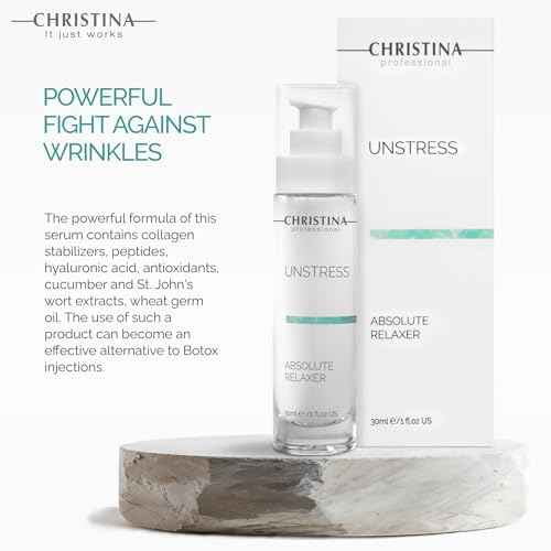 Christina Unstress Absolute Relaxer Peptide Serum For Face with Hyaluronic Acid | Boosts Collagen and Elastin | Face Serum with Easy Application For All Skin Types