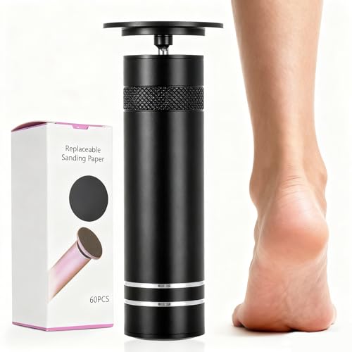 Electric Foot Callus Remover-60pcs Replacement Sandpaper Discs, 1200RPM Speed Adjustment, Metal Body, Callus & Dead Skin Removal