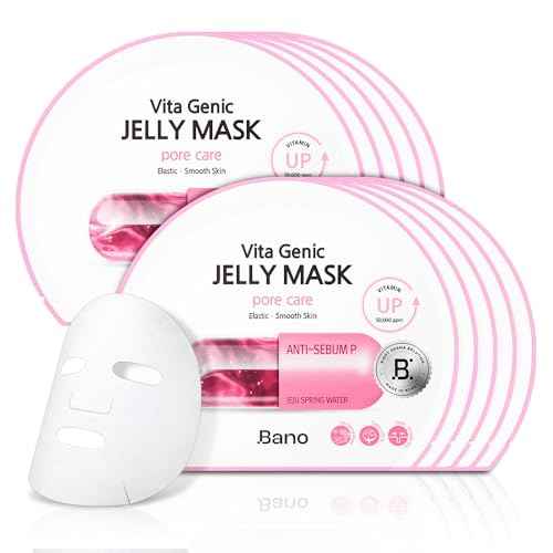 Vita Genic Jelly Face Pore Care Mask 10EA ? Hydrating Sheet Mask for Sensitive Skin, Korean Glass Skin Care with Spring Water, Vitamin C and Niacinamide, Sebum Control, Fragrance-Free