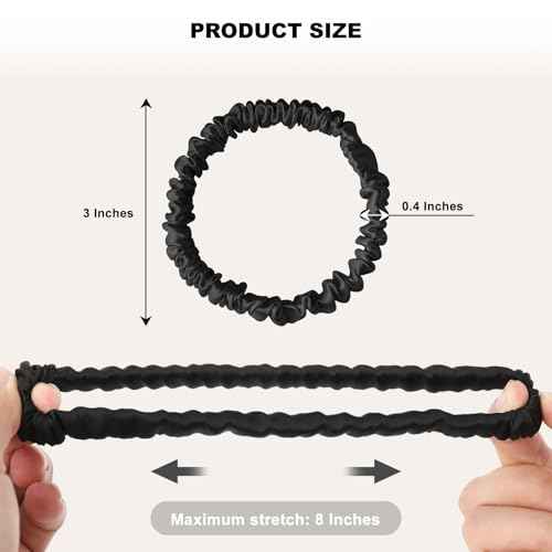 8Pcs Silk Scrunchies Hair Ties for Women & Girls, Mulberry Silk Scrunchies No-Damage Thin Satin Ponytail Holders for Hair Care