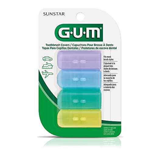 GUM Toothbrush Cap, Toothbrush Covers for Travel or Home Use, 4 Pastel Colors, Sanitizing Toothbrush Protector, 4 Covers(Pack of 6)