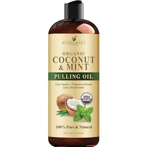 Handcraft Blends Coconut Oil Pulling for Teeth and Gums with Peppermint Oil - Organic Coconut Oil Pulling Oil Mouthwash for Fresh Breath, Oral Health and Cleaner Teeth and Gums - 8 Fl oz