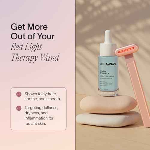 Solawave Renew Complex Red Light Therapy Activation Serum for Face & Neck | Pairs with LED Facial Wand Device | Hydrates & Plumps the Skin | Blue Tansy, Aloe Vera, Hyaluronic Acid (3 Pack - 1 Oz)