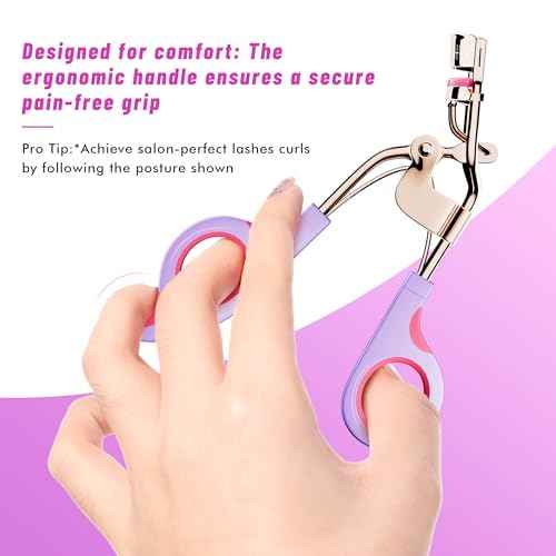 Eye Lash Curler with 6 Replacement Pads, Whalrace Eyelash Curlers Superior Curling Effect, Beautiful and Easy to Identify, Christmas Gifts for Her -Rose Gold Purple Red
