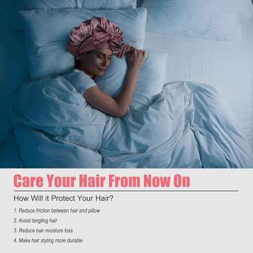 LuxeLouise Satin Bonnet for Sleeping Silk Hair Bonnet for Sleeping Women Double Layer Silk Hair Wrap Sleep Bonet Satin Bonnets for Curly Hair and Braids (Cameo Pink)