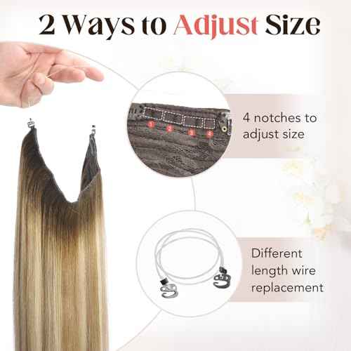 XDhair 22 Inch Invisible Wire Hair Extensions 85g Balayage Walnut brown to ash brown and blonde Wire Hair Extensions for Women #3/8/22 22 Inch