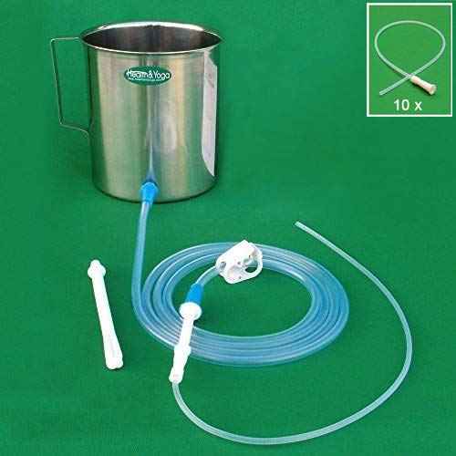 HealthAndYoga™ Combo Superior 2 Quart Stainless Steel Enema Kit - Medical Grade Tubings