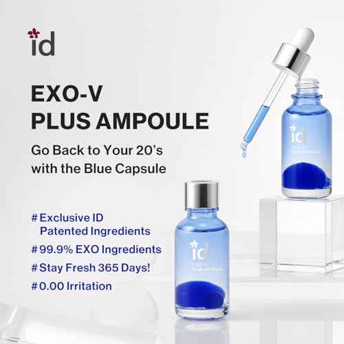 idplacosmetics EXO-V Plus Ampoule 1.01 fl.oz (30ml) ? Korean Microneedling Serum for Smoother, Plumper Skin, 99.9% 100.4 nm Encapsulated Exosome + NMN, for Microneedle Roller (250?m)