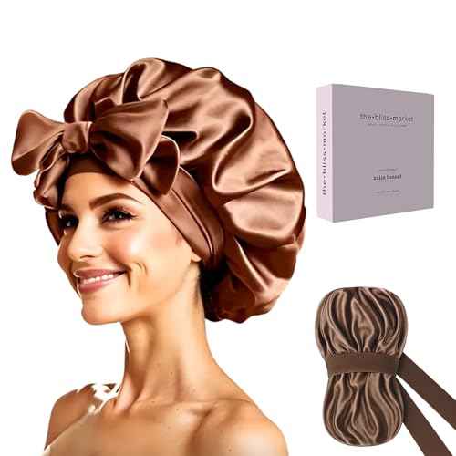 XL Satin Bonnet for Curly & Natural Hair - Double Layer Sleep Cap with Adjustable Tie Band for Women