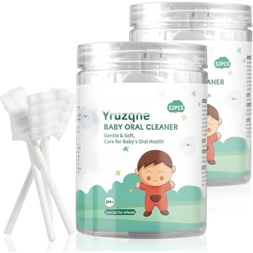 104Pcs Baby Tongue Cleaner, Disposable Baby Toothbrush Oral Cleaner, Infant Gum and Tooth Cleaning Stick for Newborns, Toddler Mouth Cleaner