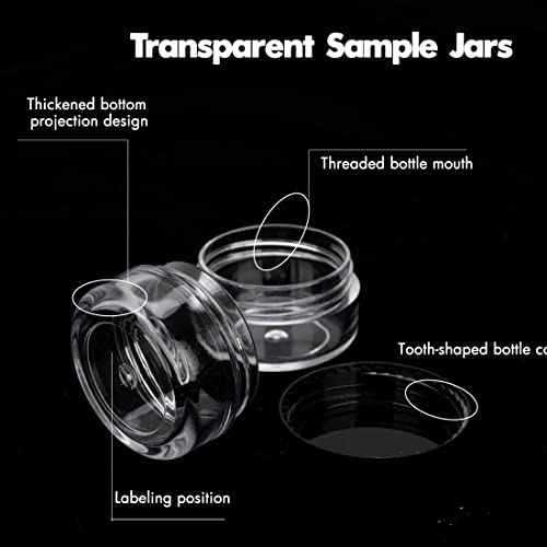 3 Gram Sample Containers with Lids, 50 Count Tiny Sample Jars, Empty Lip Balm Containers, Mini Cosmetic Containers with Lids, Makeup Travel Containers with Labels, Mini Disposable Spatulas