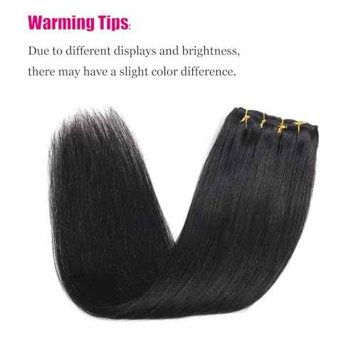 Clip in Hair Extensions Real Human Hair 18Inch 120g/set Straight Human Hair Clip in Extensions 7pcs Thick Remy Brazilian Human Hair Clip ins for Women Natural Black Color