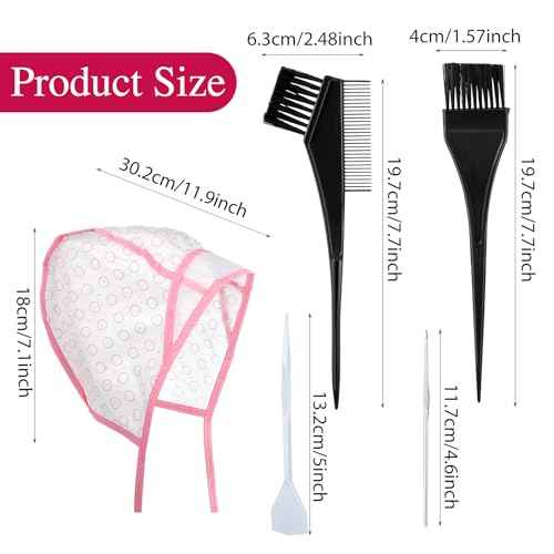 Bewudy 12 Pcs 4 Sets of Highlighting Caps with Hooks, Hair Coloring Frosting Dye Kit for Salon Hairdressing (Pink)