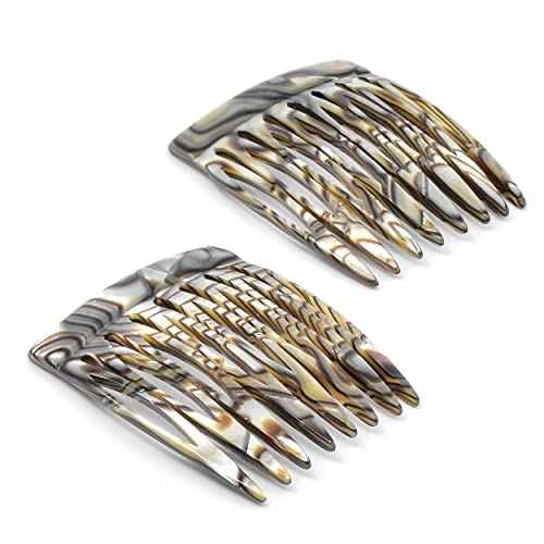 Camila Paris Onyx Pearl Tokyo French Hair Side Comb 6 Piece Handmade Small, French Twist Decorative Hair Combs, Strong Hold Hair Comb Clips for Women, Styling Girls Hair Accessories, Made in France