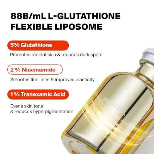 5% L-Glutathione (88B/mL) Flexible Liposome Face Serum - High Concentration with Vitamin B3, Vitamin E, Tranexamic Acid for Hydrating & Brightening (1.85 fl oz / 55ml)