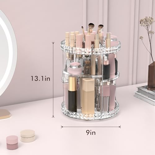 Rotating Makeup Organizer, 360¡Æ Spinning Skincare Organizers, Adjustable Layer Cosmetic Storage Lazy Susan Makeup Organizers for Dresser Bathroom, Medium, Clear