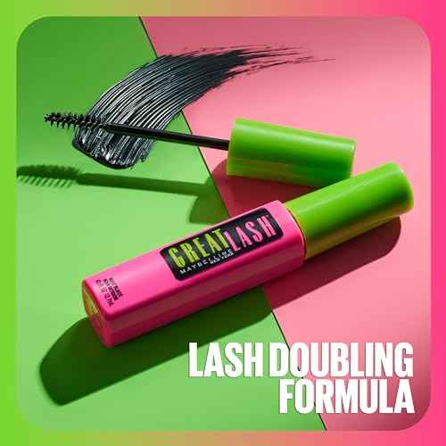Maybelline Great Lash Washable Mascara Makeup, Volumizing Lash-Doubling Formula That Conditions As It Thickens, Blackest Black, 2 Count