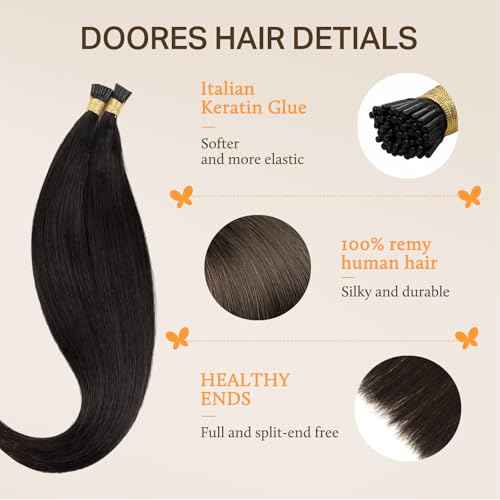 DOORES ITip Real Human Hair Extensions, 20 Inch 100g 100s, Dark Brown, Cold Fusion