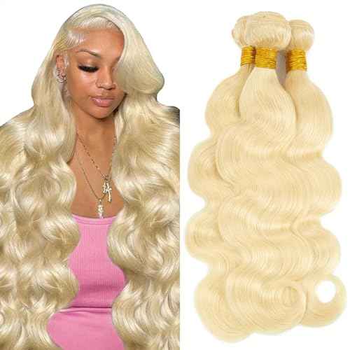 613 Blonde Bundles Human Hair #613 Body Wave Bundles Unprocessed Brazilian Virgin Remy Hair Extensions Double Weft 26 28 30 Inch
