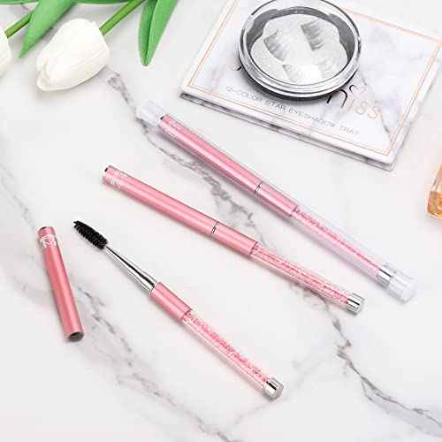 Tbestmax 3 Pcs Spoolies Mascara Wands Eyelash Brushes Eye Brow Brush Applicator with Cap for Travel Pink