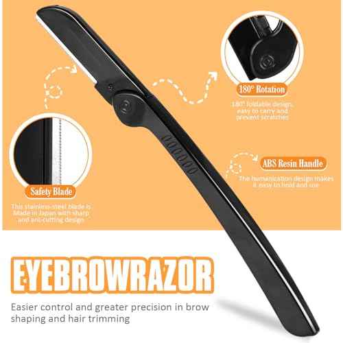 Yougai Tweezers Set, 9 Pcs Professional Stainless Steel Tweezers Kit for Women Facial Hair, Precision Eyebrow Tweezer Kit with Curved Scissors and Eyebrow Razor for Ingrown Hair Removal