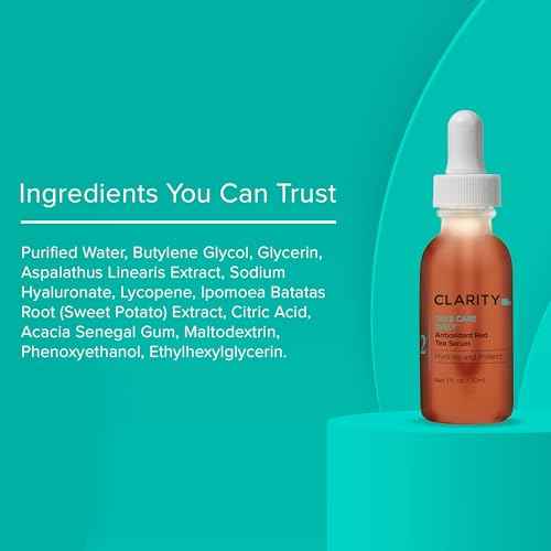 ClarityRx Take Care Daily Antioxidant Red Tea Face Serum, Natural Plant-Based Hydrating & Anti-Aging Facial Treatment for Environmental Protection (0.5 fl oz)