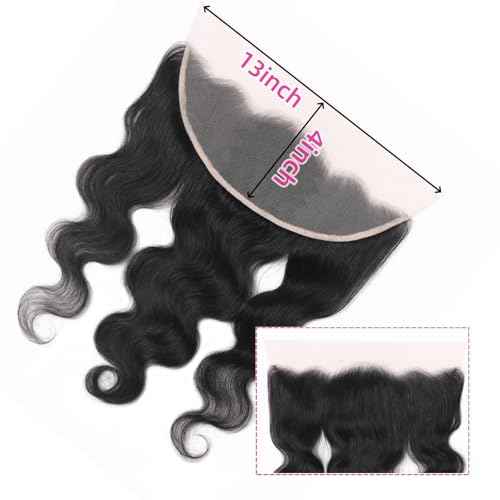 13 x 4 Lace Frontal Closure Body Wave Ear to Ear HD Lace Frontal Pre Plucked 100% Remy Human Hair Free Part 150% Density (13x4 lace closure, 18inch)