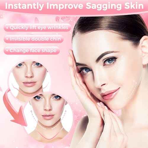 Invisible Face Lift Tape,60PCS Face Lifting Tapes and Bands with 8 Strings,Instant Face Lifter for Women Neck,Eyes,Double Chin,Sagging Skin,Face Tape for Tightening,Invisible Facelift Tape for Makeup
