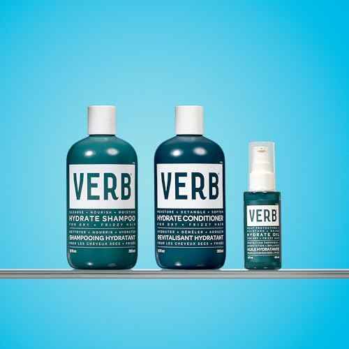 VERB Hydrate Oil - Add Moisture -Increases Shine - Smooth Frizz - Heat Protection for Dry + Frizzy Hair - Amber + Warm Jasmine Scent