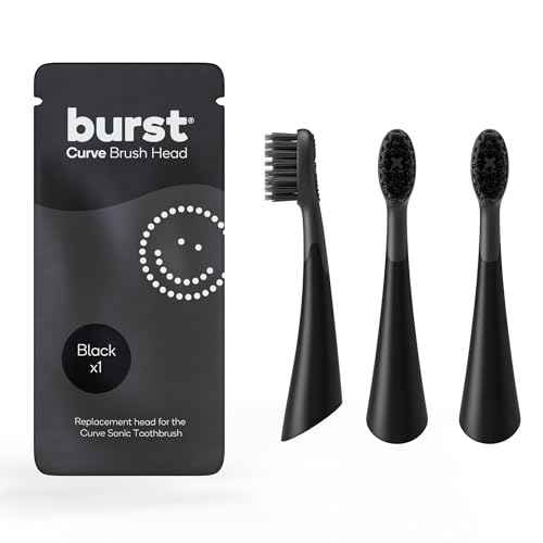 BURST Replacement Heads for Curve Sonic Electric Toothbrush (3 Pack/Black)