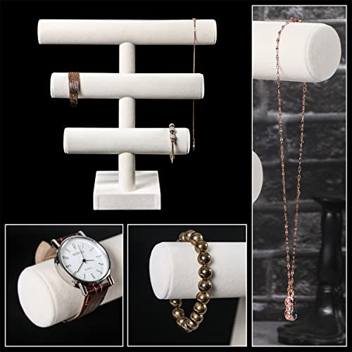 3 Tier Bracelet Holder,Bracelet Displays for Selling,Jewelry Display Stand for Bangles Necklaces Hair ties Scrunchies Watches (Beige)
