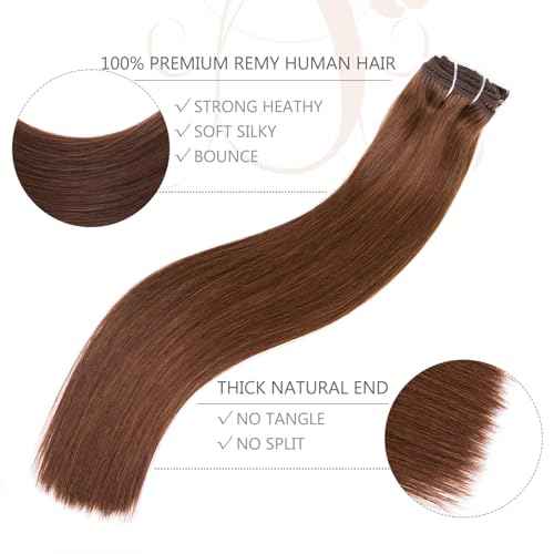 Clip in Hair Extensions Real Human Hair for White Women Dark Brown,100% Natural Premium Remy Human Hair 20 Inch 10pcs 100g/Set,Straight Clip Hair Extensions with Double Weft