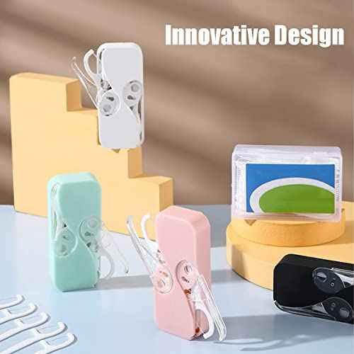 [4 Pack] Portable Floss Dispenser with 48 Dental Floss, Flosser Storage Box for Adults, Tooth Picks Holder Suitable for Tourism and Business Trips, White+Black+Pink+MintGreen