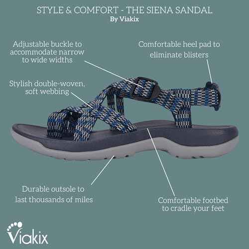 Viakix Womens Walking Sandals: Cute Stylish Comfy Athletic Sport Outdoor Hiking Sandal for Trekking Water Outdoor Beach With Arch Support for Womens Ladies